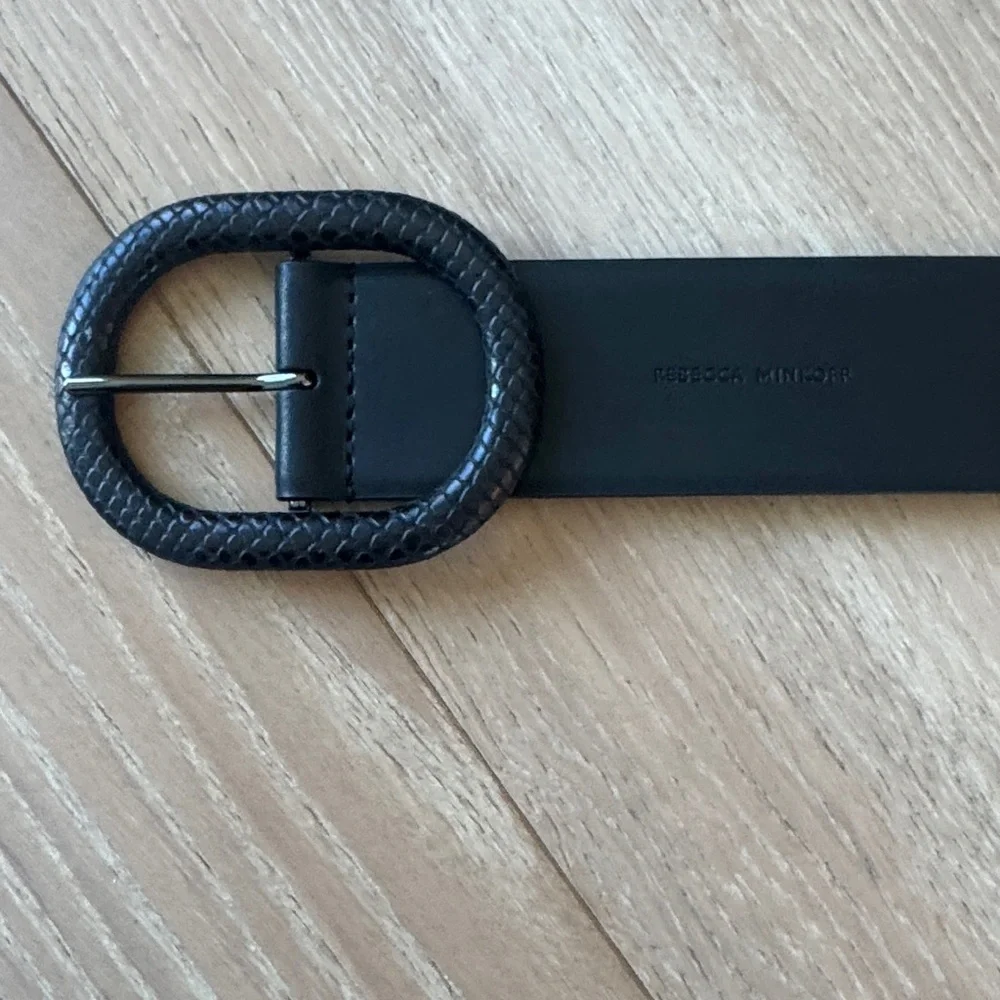 Rebecca Minkoff Black Belt with Textured Buckle